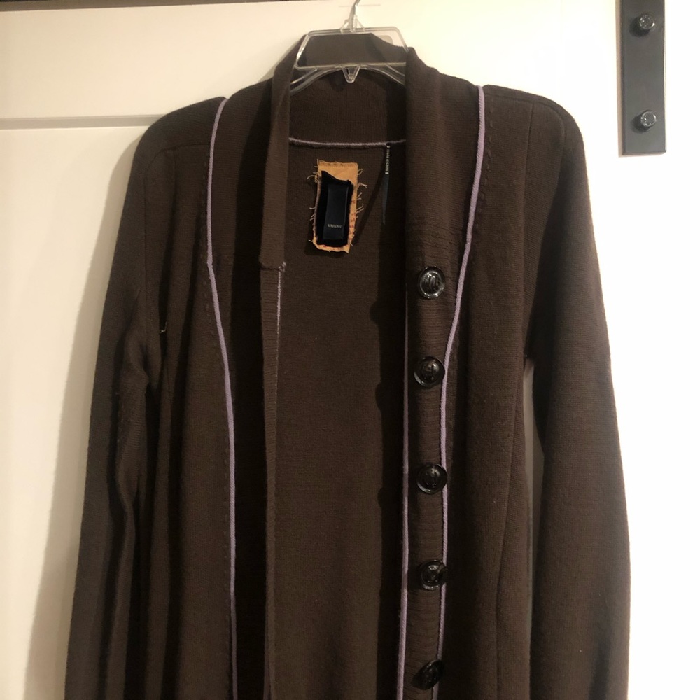 Long brown wool and cashmere sweater